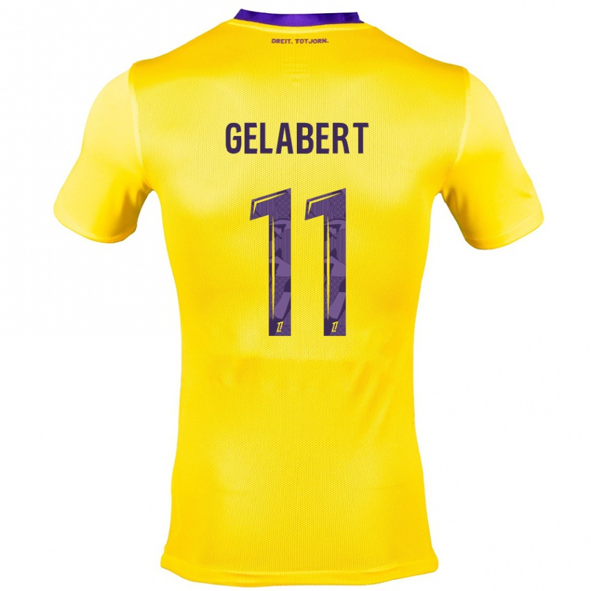 Kids Football César Gelabert #11 Yellow Purple Away Jersey 2024/25 T-Shirt Uk