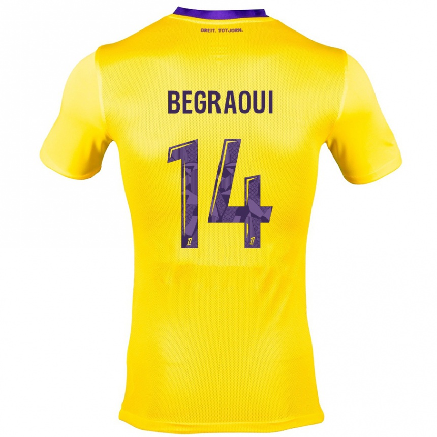 Kids Football Yanis Begraoui #14 Yellow Purple Away Jersey 2024/25 T-Shirt Uk