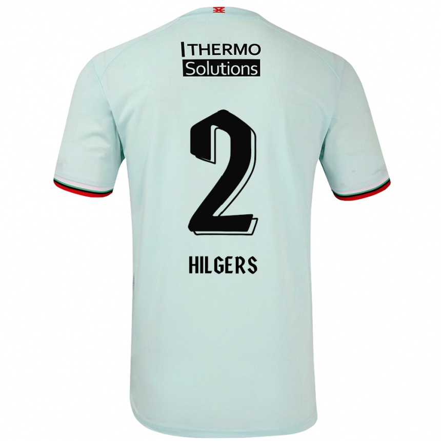 Kids Football Mees Hilgers #2 Light Green Away Jersey 2024/25 T-Shirt Uk