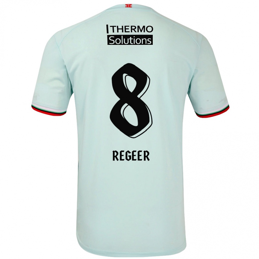 Kids Football Youri Regeer #8 Light Green Away Jersey 2024/25 T-Shirt Uk