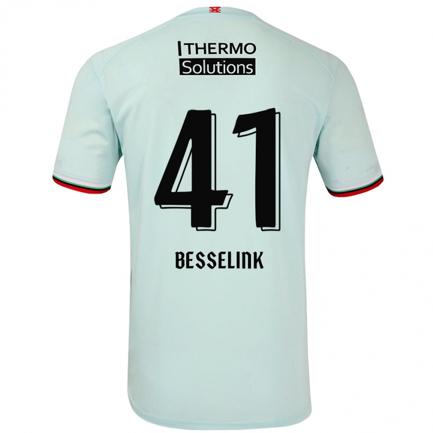 Kids Football Gijs Besselink #41 Light Green Away Jersey 2024/25 T-Shirt Uk