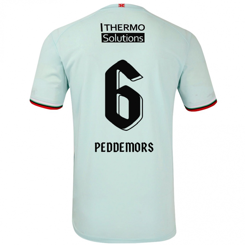 Kids Football Ella Peddemors #6 Light Green Away Jersey 2024/25 T-Shirt Uk