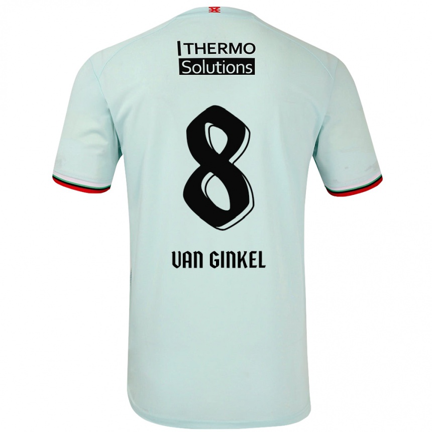 Kids Football Danique Van Ginkel #8 Light Green Away Jersey 2024/25 T-Shirt Uk