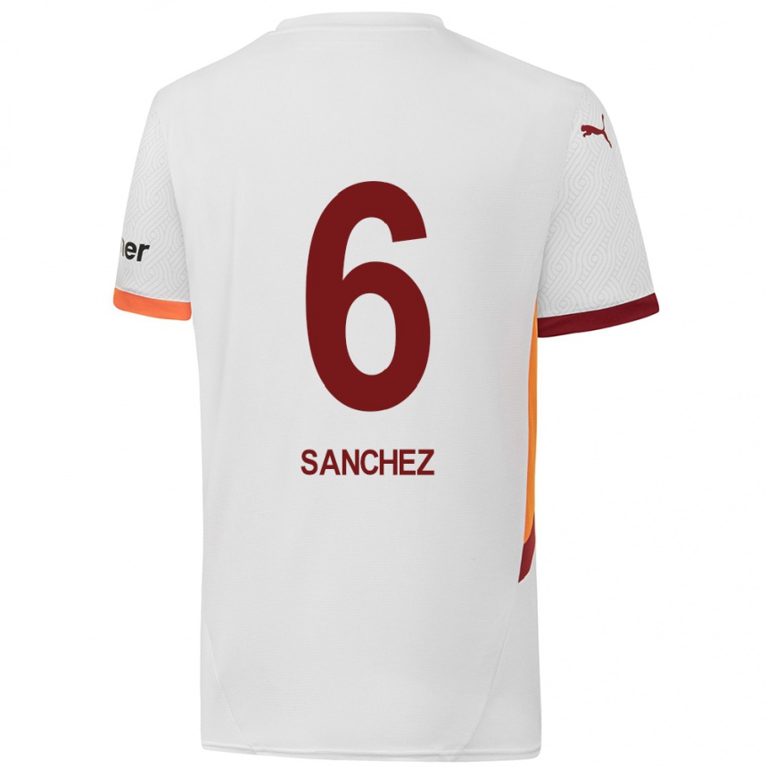 Kids Football Davinson Sanchez #6 White Yellow Red Away Jersey 2024/25 T-Shirt Uk