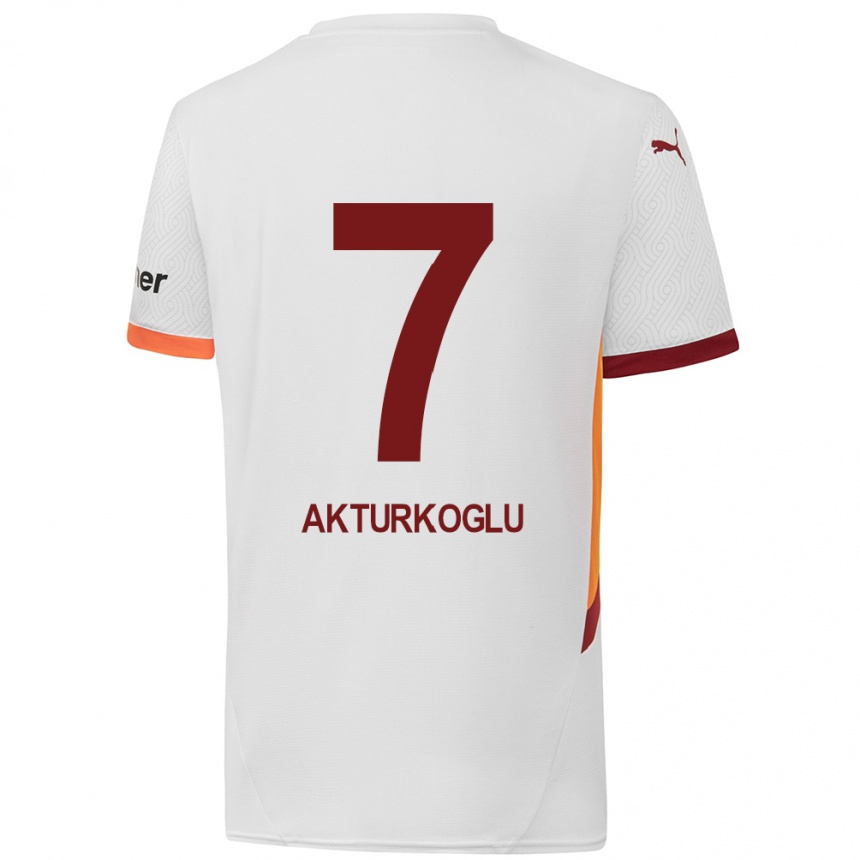 Kids Football Kerem Aktürkoğlu #7 White Yellow Red Away Jersey 2024/25 T-Shirt Uk