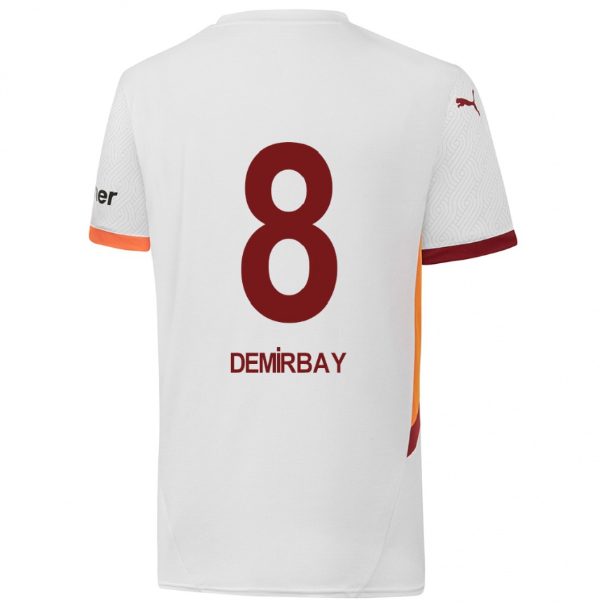 Kids Football Kerem Demirbay #8 White Yellow Red Away Jersey 2024/25 T-Shirt Uk