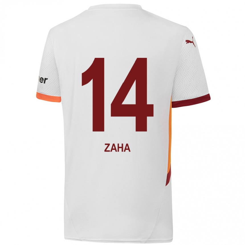 Kids Football Wilfried Zaha #14 White Yellow Red Away Jersey 2024/25 T-Shirt Uk