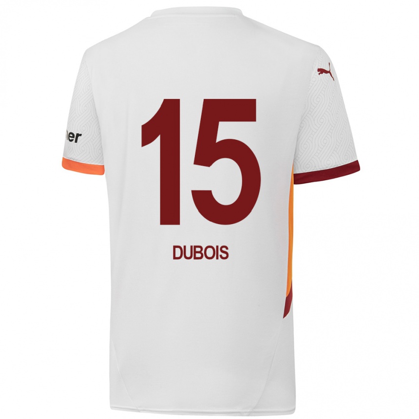 Kids Football Léo Dubois #15 White Yellow Red Away Jersey 2024/25 T-Shirt Uk