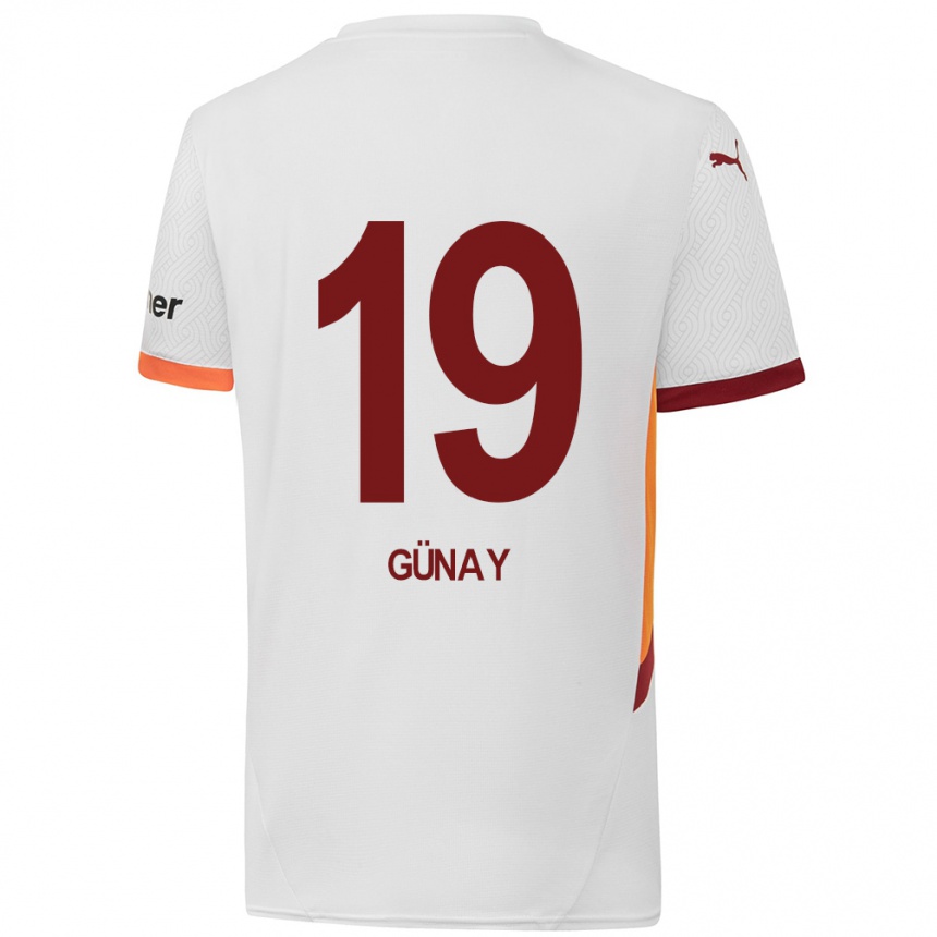 Kids Football Günay Güvenç #19 White Yellow Red Away Jersey 2024/25 T-Shirt Uk