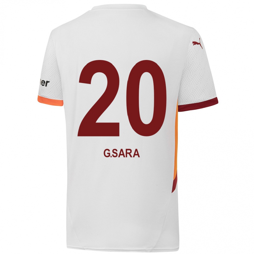 Kids Football Gabriel Sara #20 White Yellow Red Away Jersey 2024/25 T-Shirt Uk