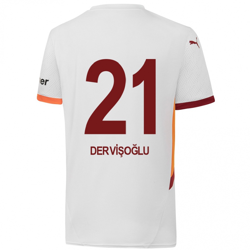 Kids Football Halil Dervişoğlu #21 White Yellow Red Away Jersey 2024/25 T-Shirt Uk