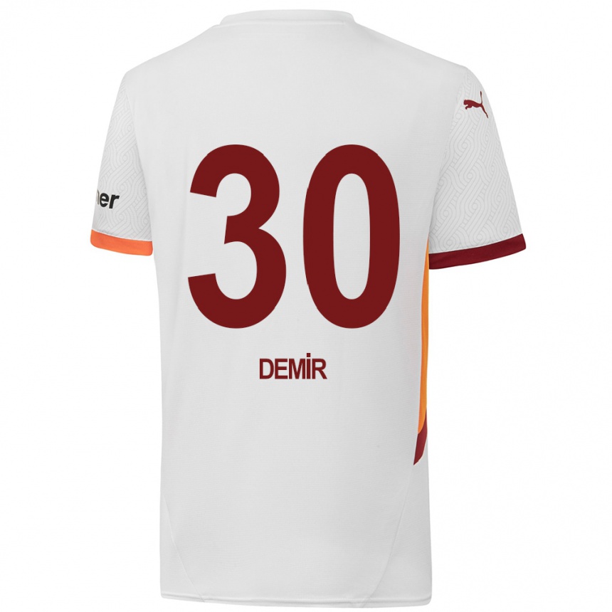 Kids Football Yusuf Demir #30 White Yellow Red Away Jersey 2024/25 T-Shirt Uk