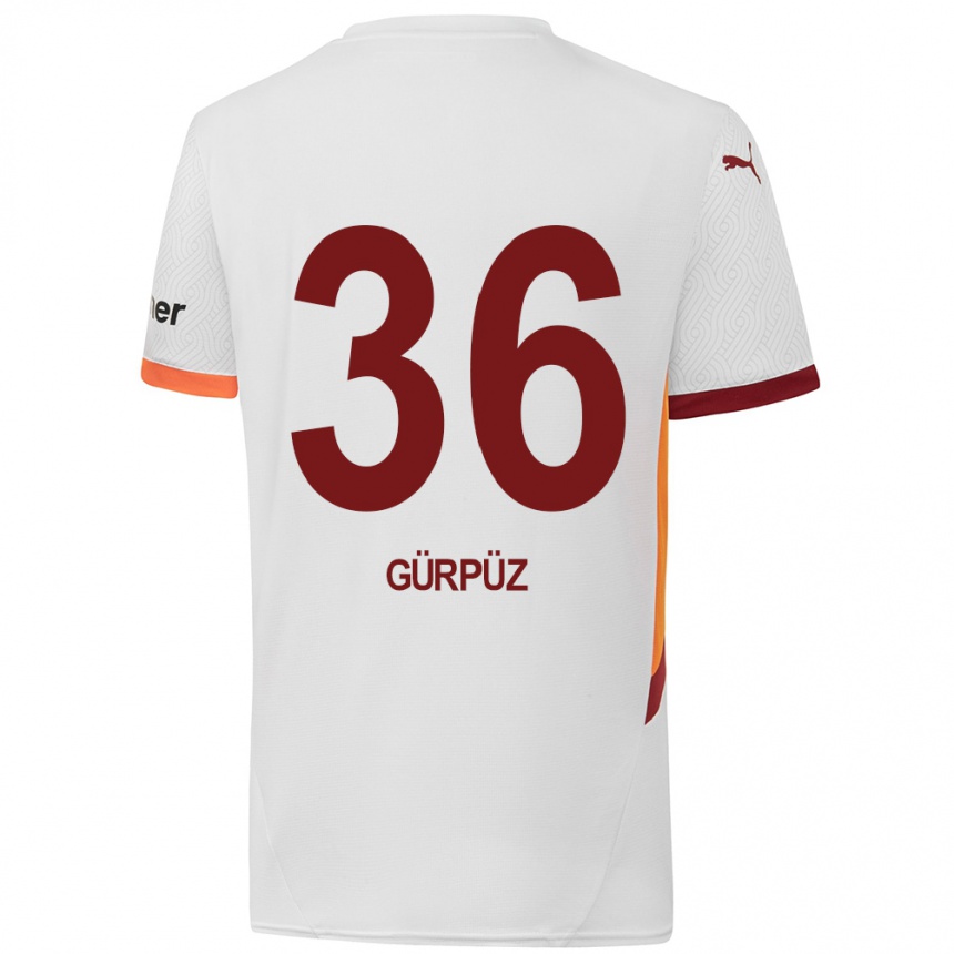 Kids Football Gökdeniz Gürpüz #36 White Yellow Red Away Jersey 2024/25 T-Shirt Uk