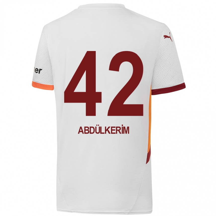 Kids Football Abdülkerim Bardakcı #42 White Yellow Red Away Jersey 2024/25 T-Shirt Uk