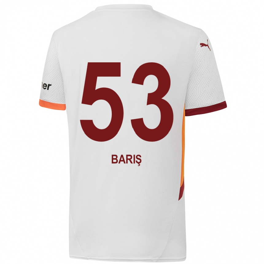 Kids Football Barış Alper Yılmaz #53 White Yellow Red Away Jersey 2024/25 T-Shirt Uk