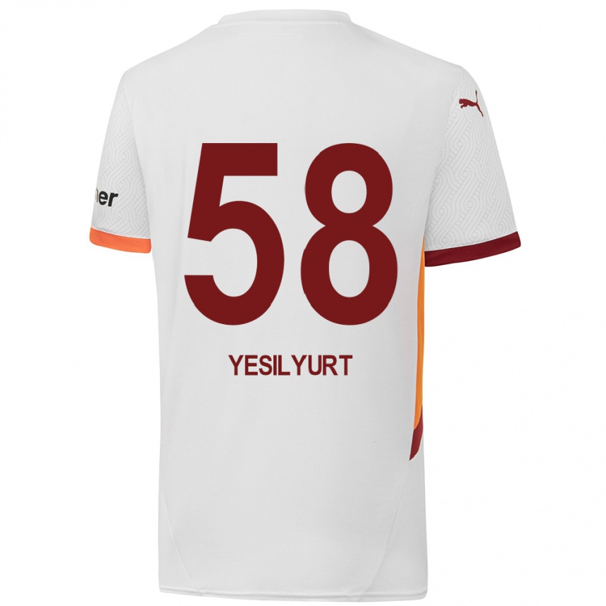 Kids Football Ali Yeşilyurt #58 White Yellow Red Away Jersey 2024/25 T-Shirt Uk