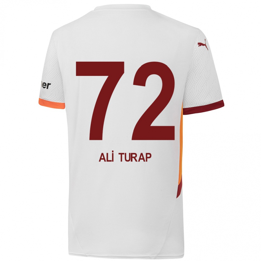 Kids Football Ali Turap Bülbül #72 White Yellow Red Away Jersey 2024/25 T-Shirt Uk