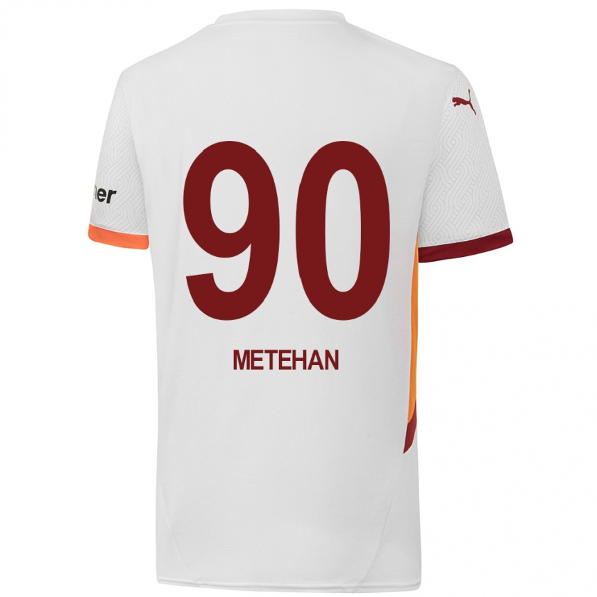 Kids Football Metehan Baltacı #90 White Yellow Red Away Jersey 2024/25 T-Shirt Uk