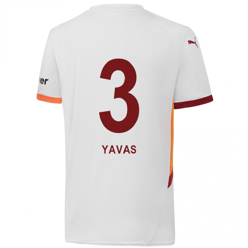 Kids Football Arda Yavas #3 White Yellow Red Away Jersey 2024/25 T-Shirt Uk