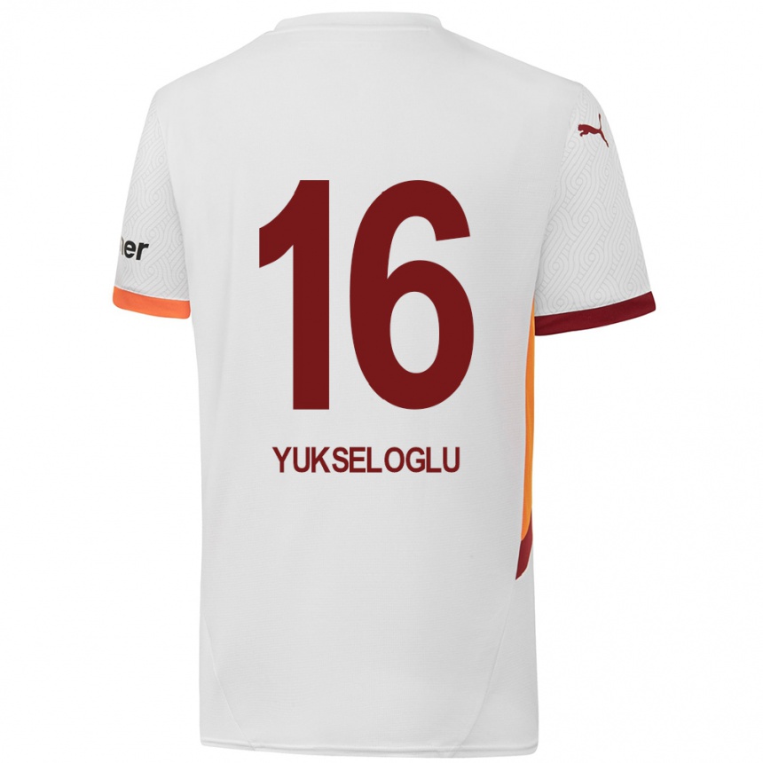 Kids Football Ayaz Yükseloğlu #16 White Yellow Red Away Jersey 2024/25 T-Shirt Uk