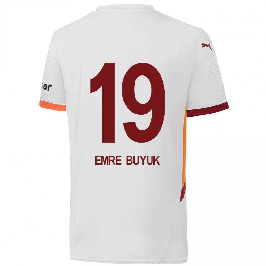 Kids Football Enes Emre Büyük #19 White Yellow Red Away Jersey 2024/25 T-Shirt Uk