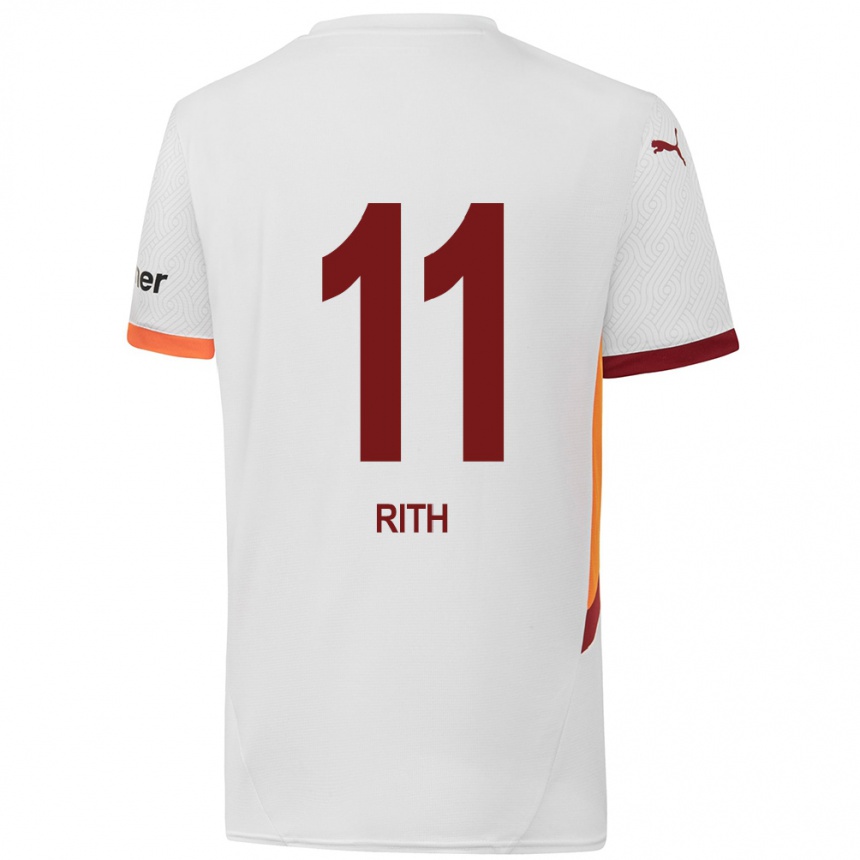 Kids Football Monique Rith #11 White Yellow Red Away Jersey 2024/25 T-Shirt Uk