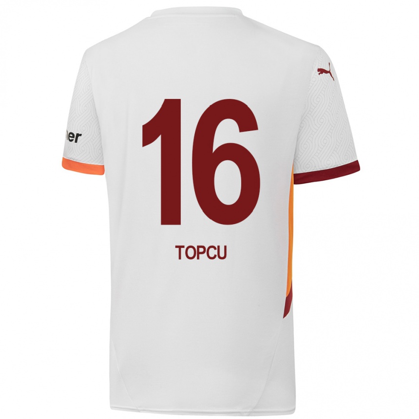 Kids Football Ebru Topçu #16 White Yellow Red Away Jersey 2024/25 T-Shirt Uk