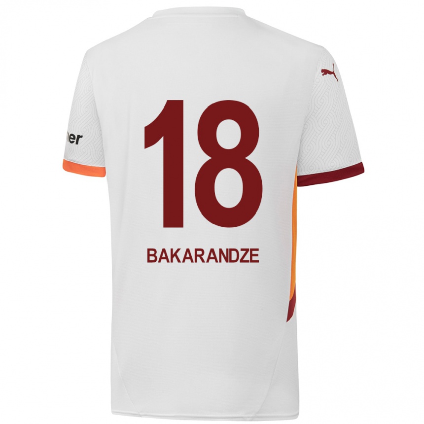 Kids Football Kristina Bakarandze #18 White Yellow Red Away Jersey 2024/25 T-Shirt Uk