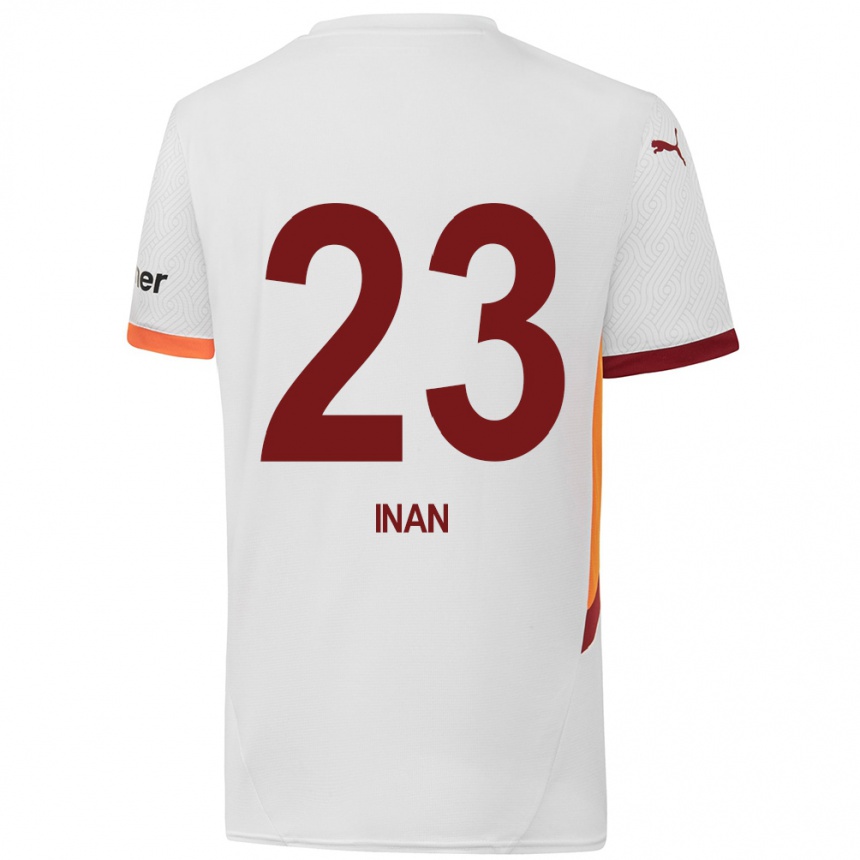 Kids Football Müge İnan #23 White Yellow Red Away Jersey 2024/25 T-Shirt Uk