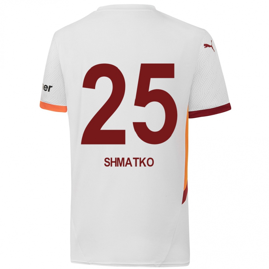 Kids Football Lyubov Shmatko #25 White Yellow Red Away Jersey 2024/25 T-Shirt Uk