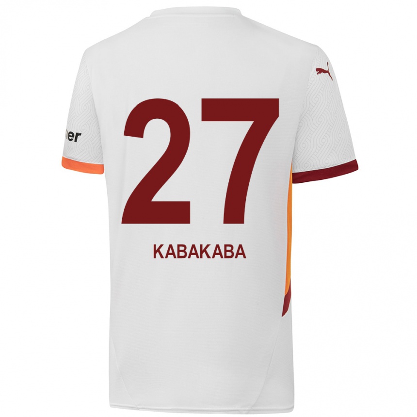 Kids Football Naomie Kabakaba #27 White Yellow Red Away Jersey 2024/25 T-Shirt Uk