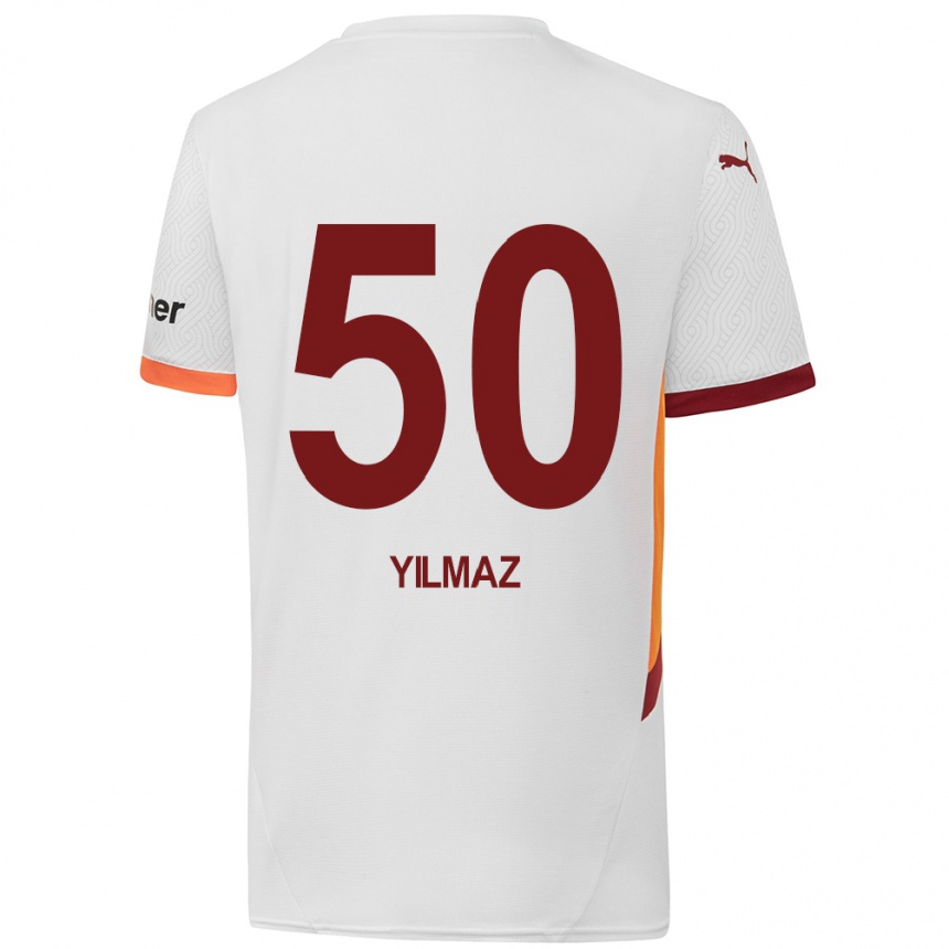 Kids Football Jankat Yılmaz #50 White Yellow Red Away Jersey 2024/25 T-Shirt Uk