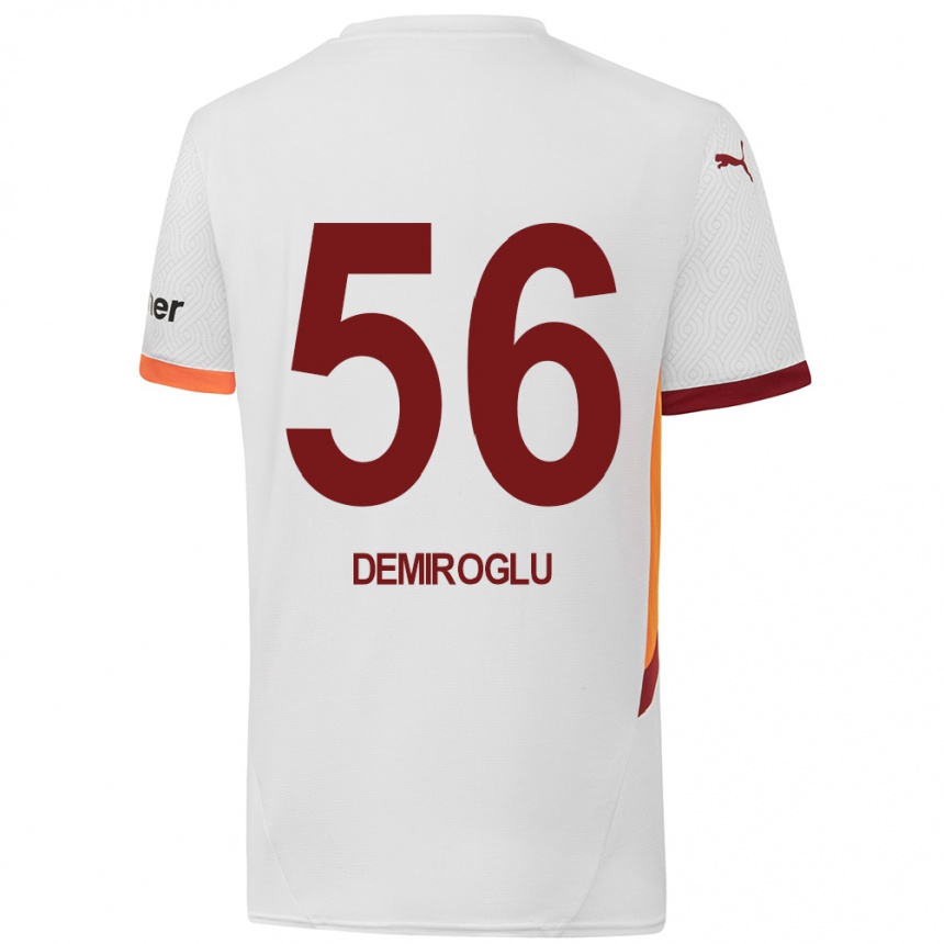 Kids Football Baran Demiroğlu #56 White Yellow Red Away Jersey 2024/25 T-Shirt Uk