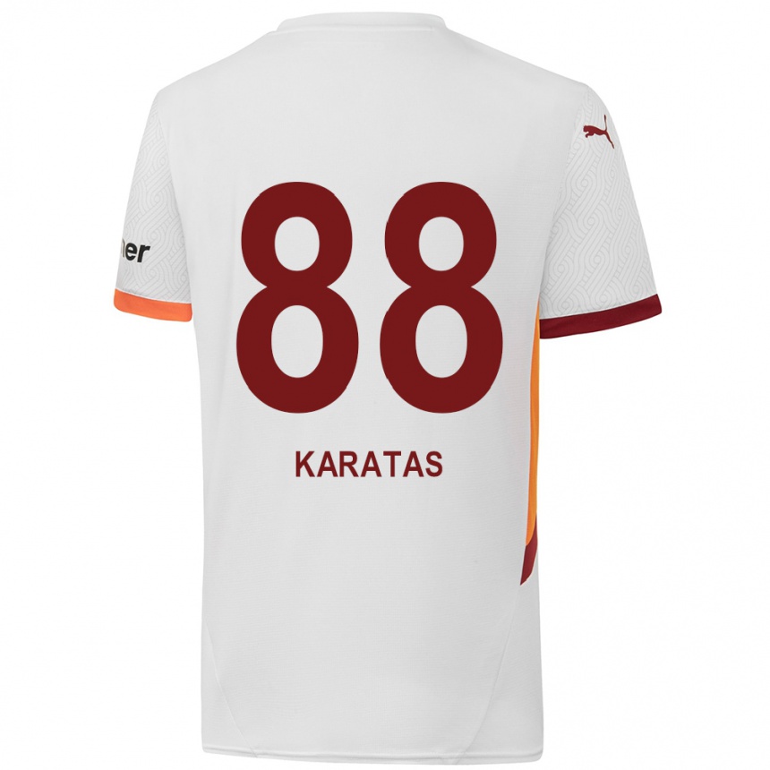 Kids Football Kazımcan Karataş #88 White Yellow Red Away Jersey 2024/25 T-Shirt Uk