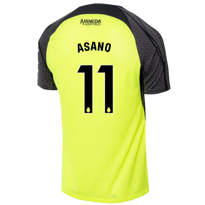 Kids Football Takuma Asano #11 Fluorescent Green Black Away Jersey 2024/25 T-Shirt Uk