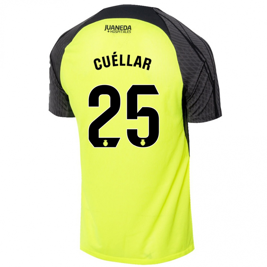 Kids Football Iván Cuéllar #25 Fluorescent Green Black Away Jersey 2024/25 T-Shirt Uk