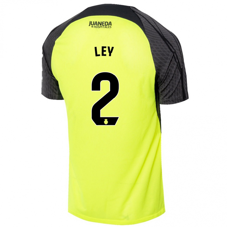 Kids Football Yuzún Ley #2 Fluorescent Green Black Away Jersey 2024/25 T-Shirt Uk