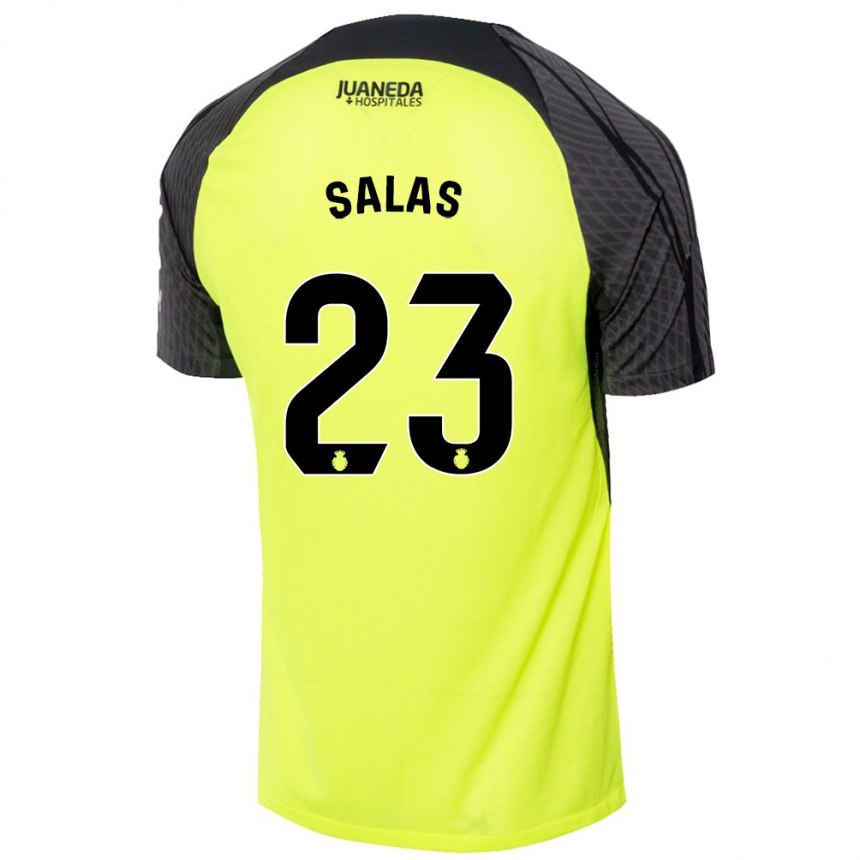 Kids Football Jan Salas #23 Fluorescent Green Black Away Jersey 2024/25 T-Shirt Uk