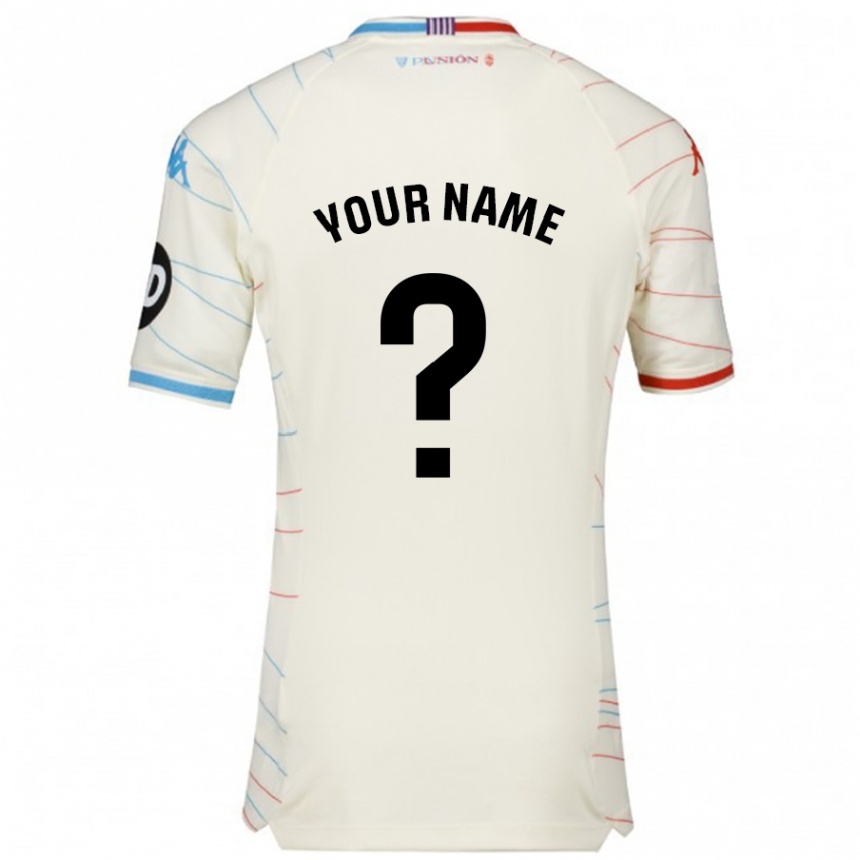 Kids Football Your Name #0 White Red Blue Away Jersey 2024/25 T-Shirt Uk