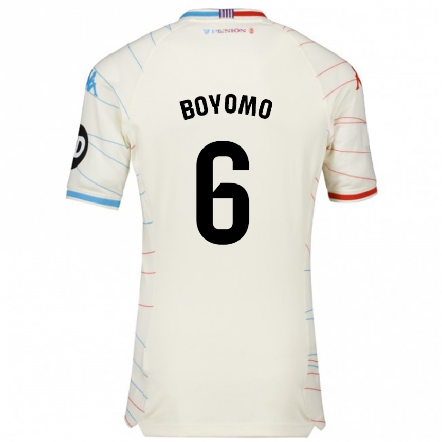 Kids Football Enzo Boyomo #6 White Red Blue Away Jersey 2024/25 T-Shirt Uk