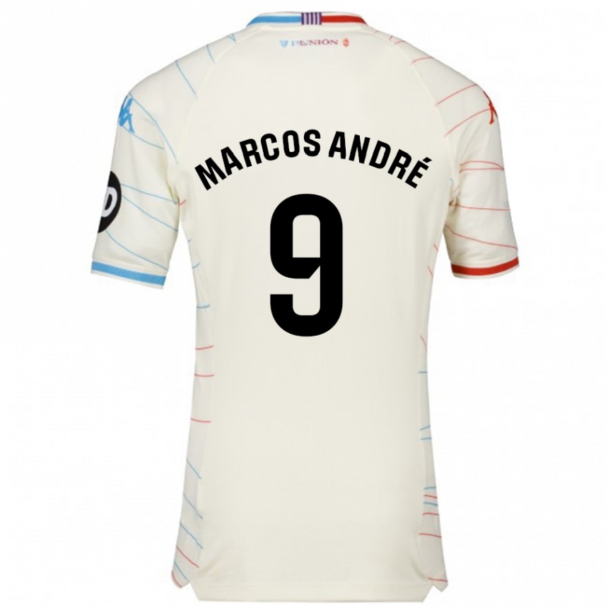 Kids Football Marcos André #9 White Red Blue Away Jersey 2024/25 T-Shirt Uk