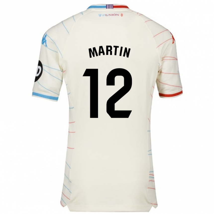 Kids Football Mario Martin #12 White Red Blue Away Jersey 2024/25 T-Shirt Uk