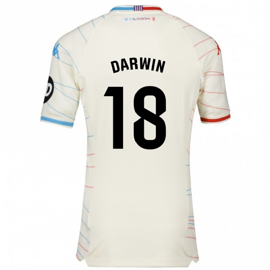 Kids Football Darwin Machís #18 White Red Blue Away Jersey 2024/25 T-Shirt Uk