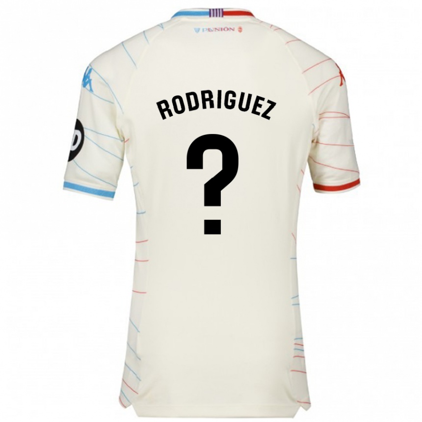 Kids Football Gabriel Rodríguez #0 White Red Blue Away Jersey 2024/25 T-Shirt Uk