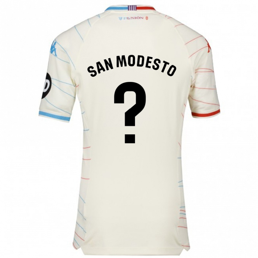 Kids Football Hugo San Modesto #0 White Red Blue Away Jersey 2024/25 T-Shirt Uk