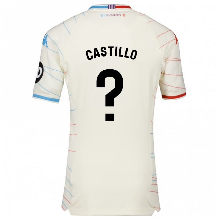 Kids Football Gonzalo Castillo #0 White Red Blue Away Jersey 2024/25 T-Shirt Uk