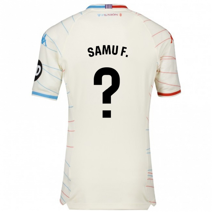 Kids Football Samu Fernández #0 White Red Blue Away Jersey 2024/25 T-Shirt Uk