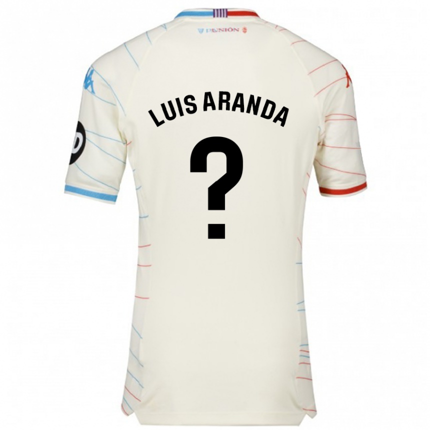 Kids Football José Luis Aranda #0 White Red Blue Away Jersey 2024/25 T-Shirt Uk