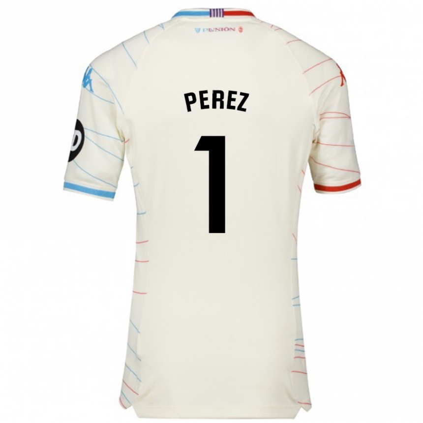 Kids Football Fer Pérez #1 White Red Blue Away Jersey 2024/25 T-Shirt Uk