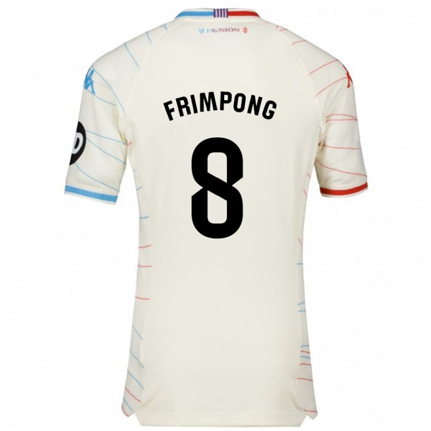 Kids Football Eugene Frimpong #8 White Red Blue Away Jersey 2024/25 T-Shirt Uk